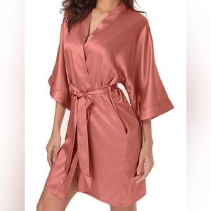 Satin Robe Silk Kimono Bathrobe for Bride Bridesmaids Wedding Party Loungewear M